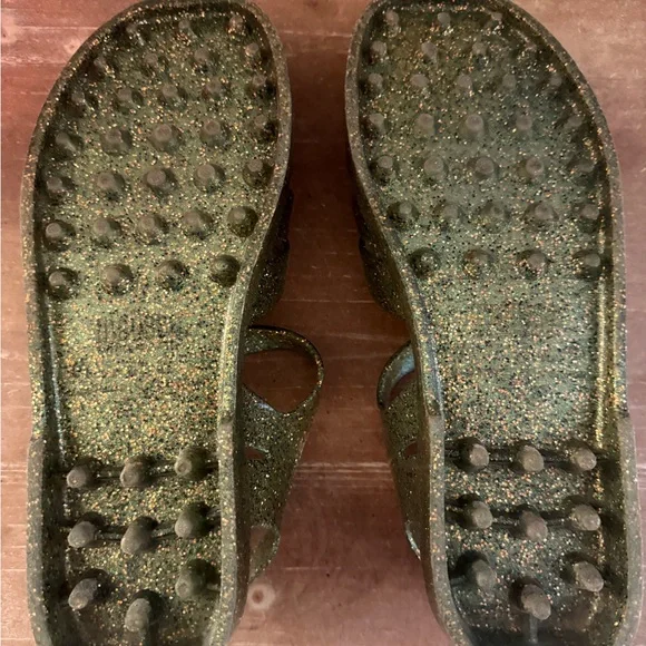 Melissa Fisherman Jelly Sandals Green Glitter Women’s 9 - Picture 4 of 4